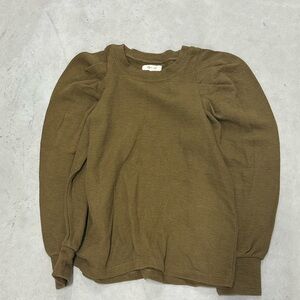 Madewell Olive Green Puff Sleeve Blouse